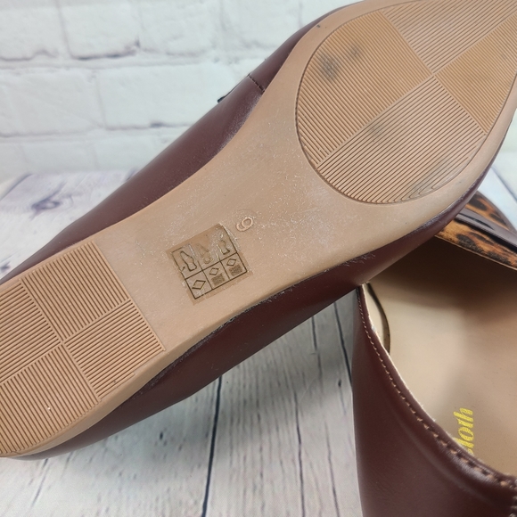 ModCloth The Cats Meow Faux Leather Brown Loafers Leopard Print Panel size 9 - Picture 8 of 9
